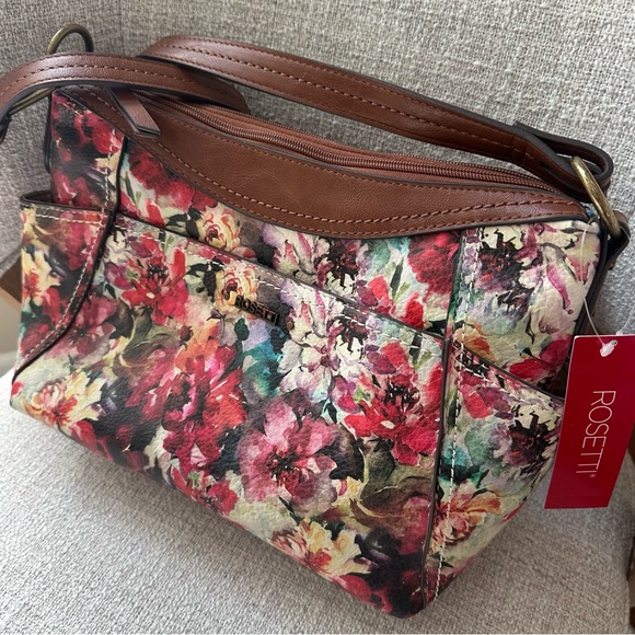 ROSETTI bag SHOULDER BAG Greenwich FLORAL handbag FALL inspired red brown multi - Picture 6 of 11